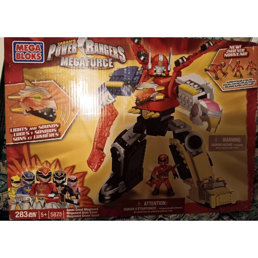 Mega Bloks Power Rangers Megaforce Gosei Great Megazord Set 5875 Sounds Lights